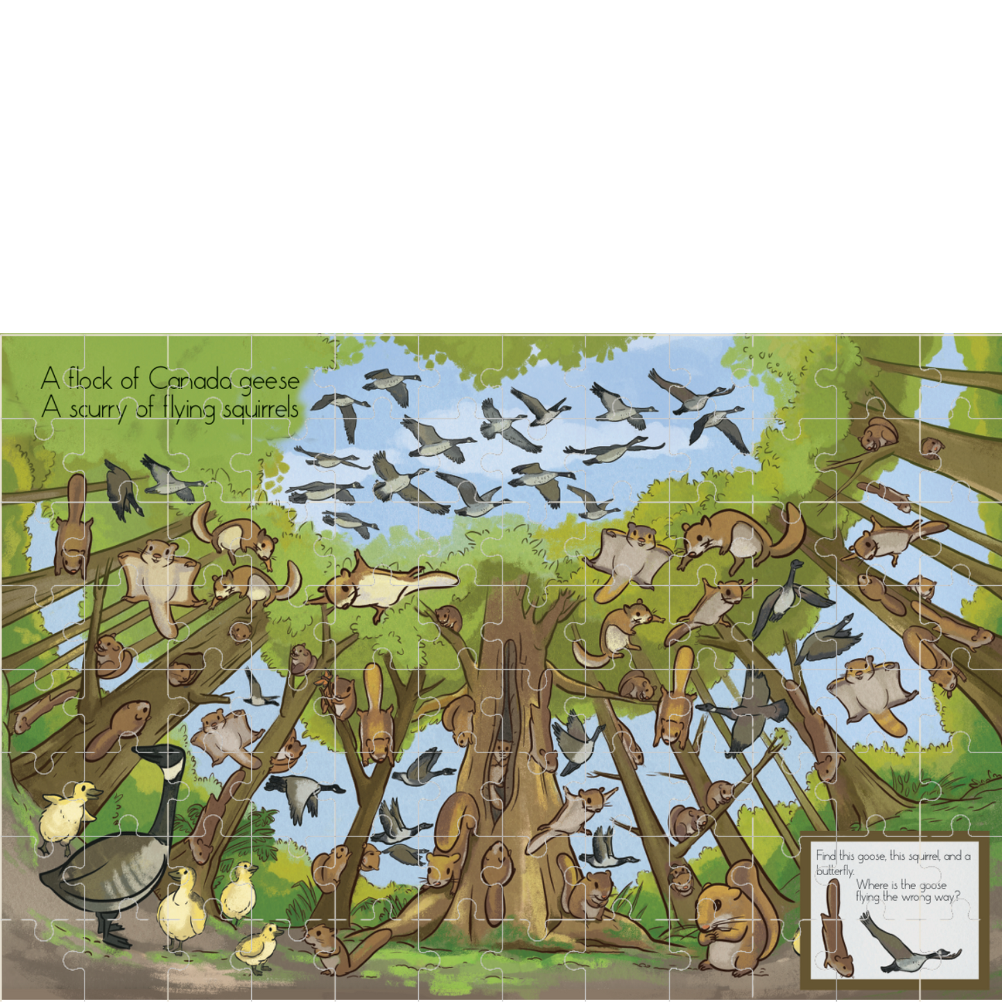 Hide & Seek Flying Squirrel/Canada Goose Puzzle (96 pieces)