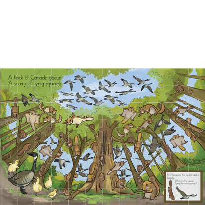 Hide & Seek Flying Squirrel/Canada Goose Puzzle (96 pieces)
