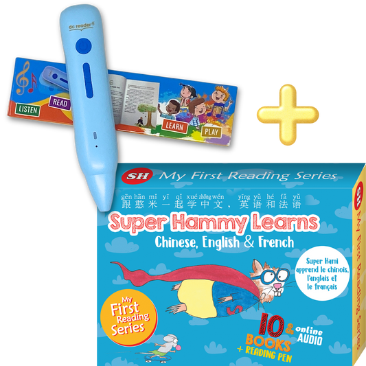 Reading Pen + Super Hammy Learns Chinese, English and French (set)